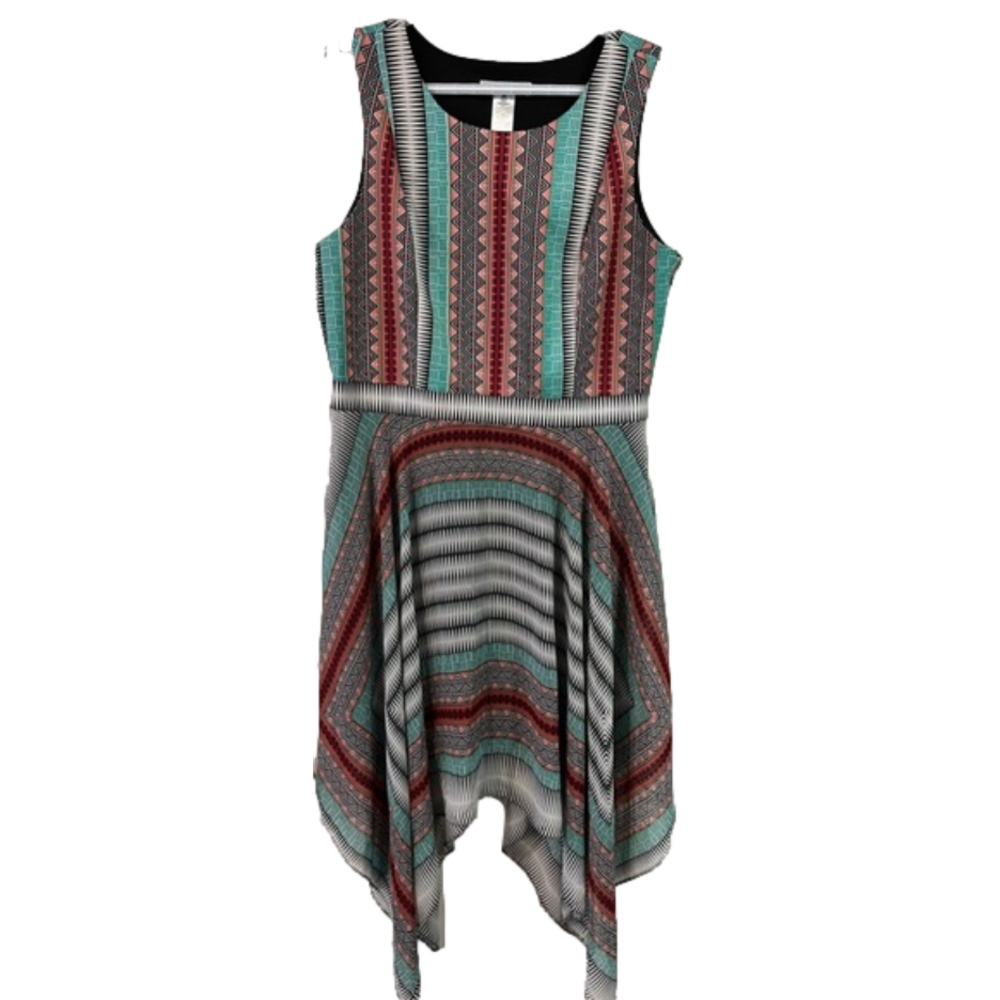 Robbie Bee sleeveless asymmetrical handkerchief dress 16P